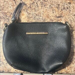 Steve Madden Black Pebbled Crossbody Bag with Gold Detail